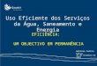 EFICIÊNCIA: UM OBJECTIVO EM PERMANÊNCIA 22 de Setembro de 2009 Uso Eficiente dos Serviços da Água, Saneamento e Energia António Santos Silva