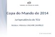 Copa do Mundo de 2014 Jurisprudência do TCU Relator: Ministro VALMIR CAMPELO 27 de março de 2012