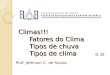 Climas!!! Fatores do Clima Tipos de chuva Tipos de clima G. 10 Prof. Jeferson C. de Souza