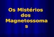Os Mistérios dos Magnetossomas O que são os Magnetossomas? Pequenas partículas; vesículas Contêm cristais férricos: magnetite e pirite envolvidos por