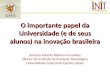 O importante papel da Universidade (e de seus alunos) na inovação brasileira O importante papel da Universidade (e de seus alunos) na inovação brasileira