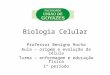 Biologia Celular Professor Benigno Rocha Aula – origem e evolução da célula Turma – enfermagem e educação física 1º período