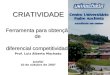 CRIATIVIDADE Ferramenta para obtenção de diferencial competitividade Prof. Luiz Alberto Machado Jundiaí 10 de outubro de 2007