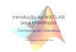 Introdução ao MATLAB para Hidrólogos Computação Interativa Porto Alegre, outubro de 2005