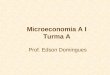 Microeconomia A I Turma A Prof. Edson Domingues. Comportamento do Consumidor Restrição Orçamentária Utilidade e Escolha I