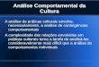 Análise Comportamental da Cultura A análise de práticas culturais envolve, necessariamente, a análise de contingências comportamentais A complexidade das
