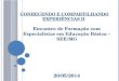 C ONHECENDO E C OMPARTILHANDO E XPERIÊNCIAS II Encontro de Formação com Especialistas em Educação Básica – SEE/MG 20/05/2014