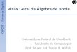 Visão Geral da Álgebra de Boole Universidade Federal de Uberlândia Faculdade de Computação Prof. Dr. rer. nat. Daniel D. Abdala GSI008 – Sistemas Digitais