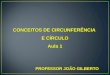 CONCEITOS DE CIRCUNFERÊNCIA E CÍRCULO Aula 1 PROFESSOR JOÃO GILBERTO