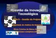 Gestão da Inovação Tecnológica Aula 5 – Gestão de Projetos Faculdade de Análise de Sistemas Sílvia Cristina de Matos Soares silvia@puc-campinas.edu.br