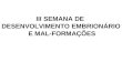 III SEMANA DE DESENVOLVIMENTO EMBRIONÁRIO E MAL-FORMAÇÕES