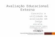 Avaliação Educacional Externa Conceito e utilidade da avaliação em larga escala. Juliana Frizzoni Candian Coordenação de Análise e Publicações