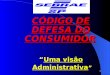 1 CÓDIGO DE DEFESA DO CONSUMIDOR “Uma visão Administrativa ” Administrativa ”