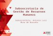 Subsecretaria de Gestão de Recursos Humanos Subsecretário: Antonio Luiz Musa de Noronha