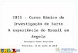 CBIS – Curso Básico de Investigação de Surto A experiência do Brasil em Angola Rosangela Gomes Benevides Fortaleza, 15 de junho de 2010
