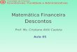 Matemática Financeira Descontos Prof. Ms. Cristiane Attili Castela Aula 05