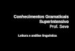 Conhecimentos Gramaticais Superintensivo Prof. Seve Leitura e análise linguística