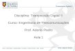 Transmissão Digital II Prof. Adonis Pedro Disciplina: Transmissão Digital II Curso: Engenharia de Telecomunicações Prof. Adonis Pedro Aula 1