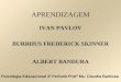 APRENDIZAGEM IVAN PAVLOV BURRHUS FREDERICK SKINNER ALBERT BANDURA Psicologia Educacional 3º Período Profª Ms. Claudia Barbosa