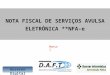 Governo Digital NOTA FISCAL DE SERVIÇOS AVULSA ELETRÔNICA **NFA-e Manual