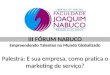 III FÓRUM NABUCO Empreendendo Talentos no Mundo Globalizado Palestra: E sua empresa, como pratica o marketing de serviço?