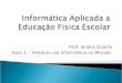 Prof. Sinara Duarte Aula 1 – Histórico da Informática no Mundo