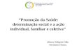 “Promoção da Saúde: determinação social e a ação individual, familiar e coletiva” Alberto Pellegrini Filho Secretaria Técnica