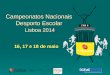 16, 17 e 18 de maio Campeonatos Nacionais Desporto Escolar Lisboa 2014
