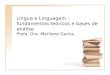 Língua e Linguagem – fundamentos teóricos e bases de análise Profa. Dra. Marilene Garcia