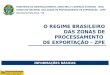O REGIME BRASILEIRO DAS ZONAS DE PROCESSAMENTO DE EXPORTAÇÃO – ZPE MINISTÉRIO DO DESENVOLVIMENTO, INDÚSTRIA E COMÉRCIO EXTERIOR - MDIC CONSELHO NACIONAL