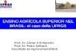 ENSINO AGRÍCOLA SUPERIOR NEL BRASIL- el caso della UFRGS Prof. Dr. Gilmar A B Marodin Prof. Dr. Pedro Selbach Faculdade de Agronomia/UFRGS