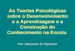 As Teorias Psicológicas sobre o Desenvolvimento e a Aprendizagem e a Construção do Conhecimento na Escola Prof. Aleksandro B. Figueiredo