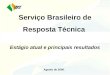 Serviço Brasileiro de Resposta Técnica Estágio atual e principais resultados Agosto de 2006
