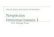 FACULDADE MACHADO SOBRINHO Negócios Internacionais I Prof. Rodrigo Pivari