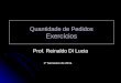 Quantidade de Pedidos Exercícios Prof. Reinaldo Di Lucia 1º Semestre de 2011
