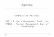 PUCC 1 Agenda GERNCIA DE PROJETOS PMI â€“ Project Management Institute PMBOK â€“ Project Management Body of Knowledege