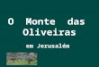 O Monte das Oliveiras é uma colina que está associada às religiões judaica e cristã. Da época bíblica até hoje, os judeus (150.000 túmulos) foram enterrados