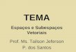 TEMA Espaços e Subespaços Vetoriais Prof. Ms. Tailson Jeferson P. dos Santos