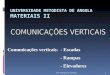 Prof: Durbalino de Carvalho 1 UNIVERSIDADE METODISTA DE ANGOLA MATERIAIS II Comunicações verticais: - Escadas - Rampas - Elevadores