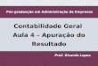 1 1 Pós-graduação em Administração de Empresas Prof. Ricardo Lopes Contabilidade Geral Aula 4 – Apuração do Resultado