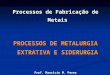Processos de Fabricação de Metais PROCESSOS DE METALURGIA EXTRATIVA E SIDERURGIA Prof. Mauricio M. Peres 2 o sem / 2009