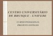 CENTRO UNIVERSITÁRIO DE BRUSQUE - UNIFEBE CURSO PEDAGOGIA PROJETO ESTÁGIO