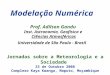 Modelação Numérica Prof. Adilson Gandu Inst. Astronomia, Geofísica e Ciências Atmosféricas Universidade de São Paulo - Brasil Jornadas sobre a Meteorologia