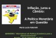 Maria Lucia Fattorelli SEMINÁRIO “Alternativas de Política Econômica para o Desenvolvimento” Brasília, 20 de setembro de 2011 Inflação, Juros e Câmbio:
