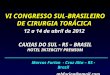 VI CONGRESSO SUL-BRASILEIRO DE CIRURGIA TORÁCICA 12 a 14 de abril de 2012 CAXIAS DO SUL - RS – BRASIL HOTEL INTERCITY PREMIUM Marcos Furian - Cruz Alta