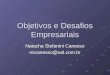 Objetivos e Desafios Empresariais Natacha Stefanini Canesso nscanesso@uol.com.br