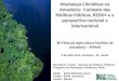 Mudanças Climáticas na Amazônia:  Contexto das Políticas Públicas, REDD+ e a perspectiva nacional e internacional