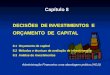 Capítulo 8 DECISÕES  DE INVESTIMENTOS  E ORÇAMENTO  DE  CAPITAL 8.1  Orçamento de capital