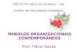 MODELOS ORGANIZACIONAIS CONTEMPORÂNEOS Prof. Flávio Sousa