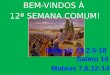 BEM-VINDOS À  12ª SEMANA COMUM!